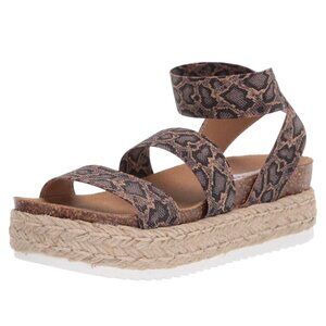 STEVE MADDEN KIMMIE Espadrille Flatform Heel Double Strap Sandals Blue Snake